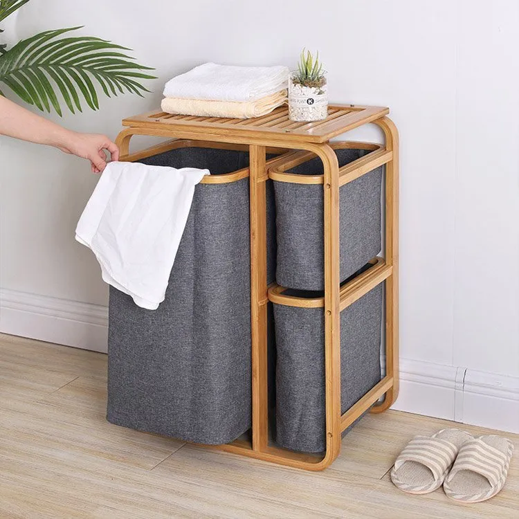 Bulk Bamboo Laundry Shelves For Folding Clothes