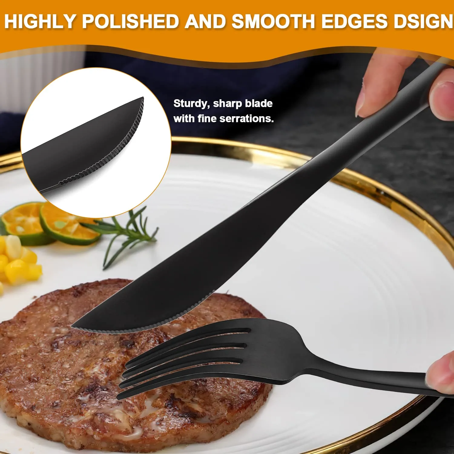 Idomy 60-Piece Stainless Steel Flatware Set - Service For 12, Includes Knives, Forks, Spoons - View #9